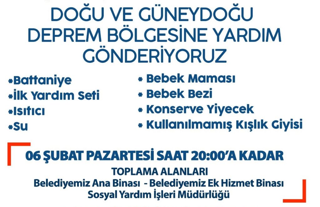 BAŞKAN KANAR’DAN DEPREM BÖLGESİNE YARDIM ÇAĞRISI