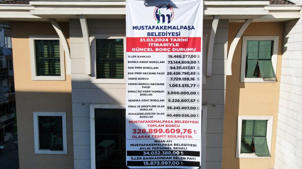 BELEDİYENİN BORCU 328 MİLYON TL