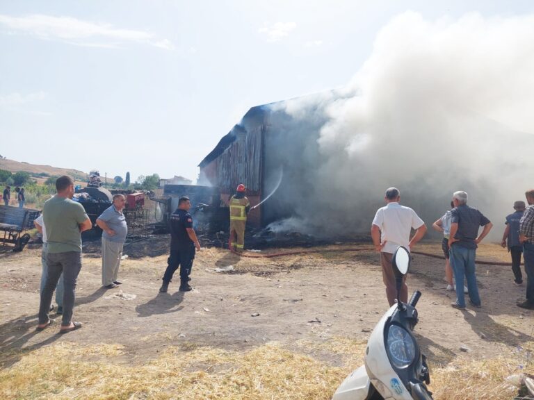 HAYVAN ÇİFTLİĞİNDE KORKUTAN YANGIN